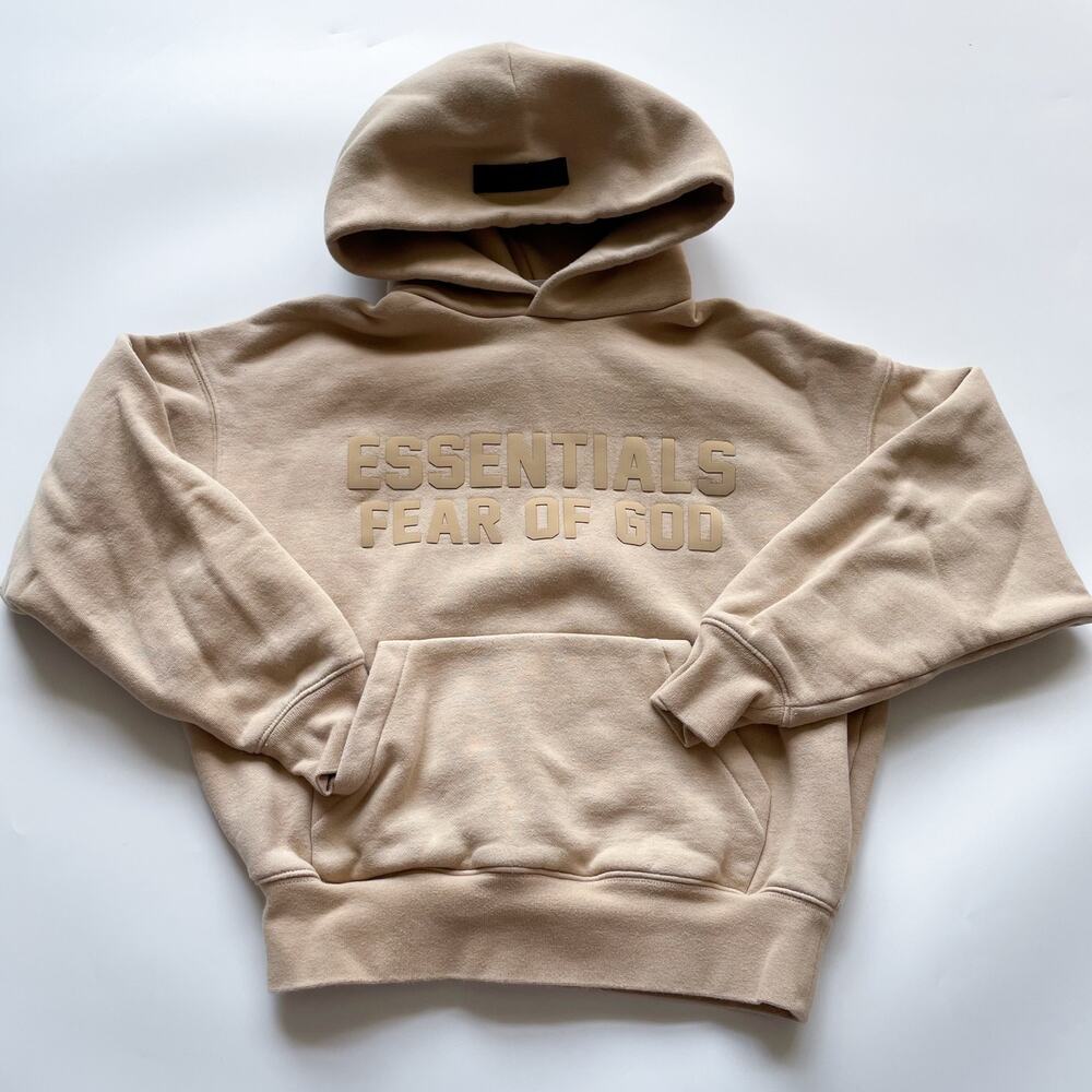 Kids Essentials Fear of God Beige Hoodie Size 6/7 READ